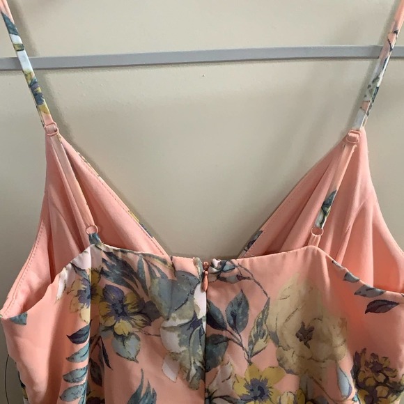 🆕 Lulu’s Peach Floral Print Pleated Midi Dress - Picture 7 of 10